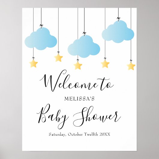 Twinkle Twinkle Blue Boy Baby Shower Willkommen SI Poster (Vorne)