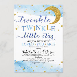 Twinkle Twinkle (Blue & Gold) Babydusche Einladung