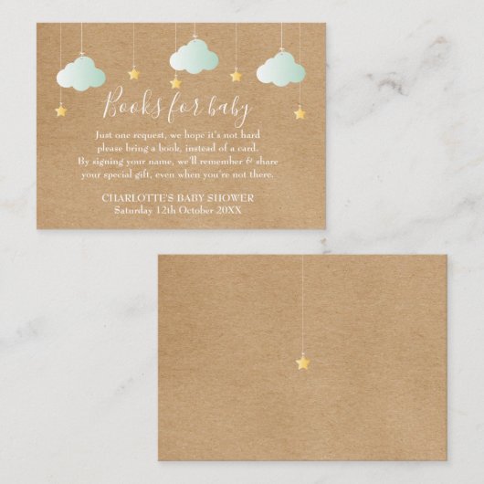 Twinkle Twinkle Book Request Baby Dusche/Sprinkle Begleitkarte (Vorne/Hinten)