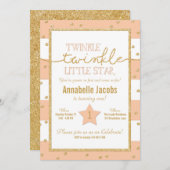 Twinkle Twinkle Coral und Gold Einladung zum Gebur (Vorne/Hinten)