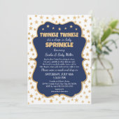 Twinkle Twinkle Drop-in Navy Gold Baby Sprinkle Einladung (Stehend Vorderseite)