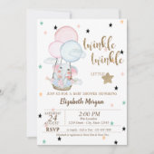 Twinkle Twinkle, Elephant Balloons Babydusche Einladung (Vorderseite)