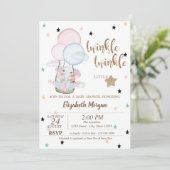 Twinkle Twinkle, Elephant Balloons Babydusche Einladung (Stehend Vorderseite)