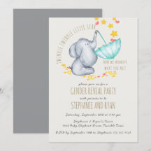 Twinkle Twinkle Elephant Gray Gender Reveal