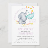 Twinkle Twinkle Elephant Lilac Gender Reveal Einladung (Vorderseite)