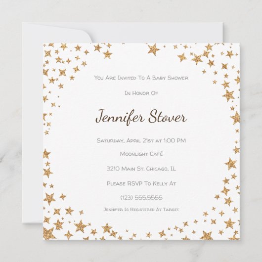 Twinkle Twinkle Gender Neutral Baby Dusche einlade Einladung (Rückseite)