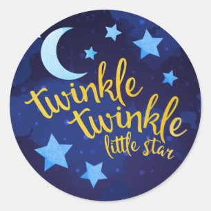 Twinkle Twinkle Gender Neutral Baby Dusche Runder Aufkleber