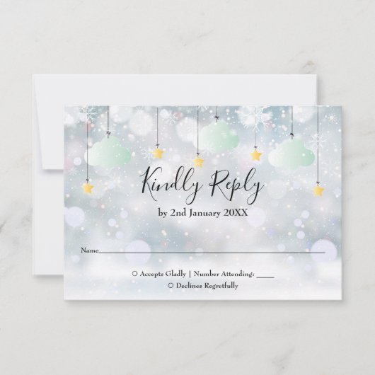 Twinkle Twinkle Gender Neutral Winter Baby Dusche RSVP Karte (Vorderseite)