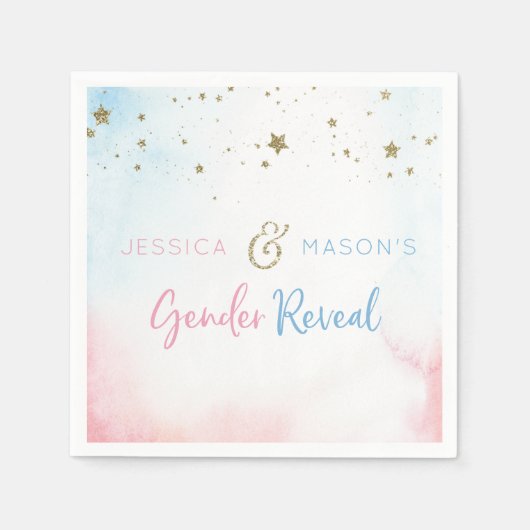Twinkle Twinkle Gender Reveal Cocktail Napkin Serviette (Vorderseite)
