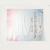Twinkle Twinkle Gender Reveal Hintergrund Wandteppich (Vorderseite (Horizontal))