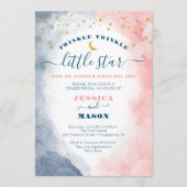 Twinkle Twinkle Gender Reveal Navy Blush Invites Programm (Vorderseite)