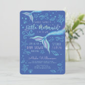 Twinkle Twinkle Iridescent Ocean Meerjungfrau Blau Einladung (Stehend Vorderseite)