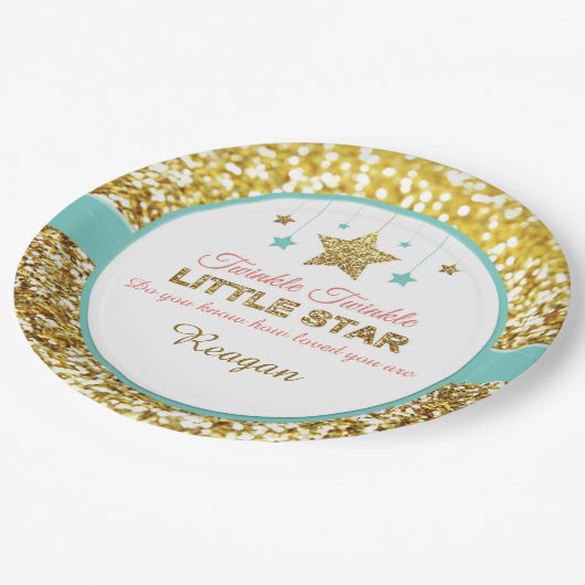 Twinkle Twinkle Kinderdusche Teller (Schrägansicht)