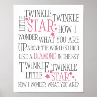TWINKLE TWINKLE KLEINER STAR - 8X10 ART DRUCKPINK POSTER