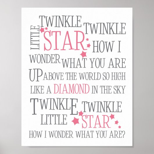 TWINKLE TWINKLE KLEINER STAR - 8X10 ART DRUCKPINK POSTER (Vorne)
