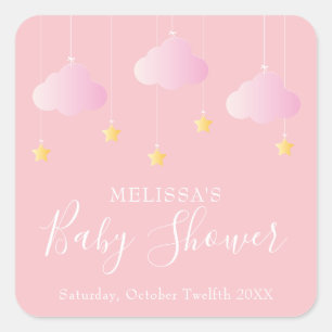 Twinkle twinkle kleiner Stern Baby Shower Pink Quadratischer Aufkleber