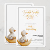 Twinkle Twinkle Little One Erster Geburtstag  Einladung (Vorne/Hinten)