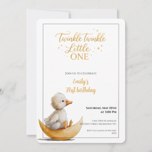 Twinkle Twinkle Little One Erster Geburtstag  Einladung (Vorderseite)