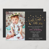 Twinkle Twinkle Little Star 1. Geburtstag Einladun Einladung (Vorne/Hinten)