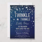 Twinkle Twinkle Little Star 1. Geburtstag Party Einladung (Vorderseite)