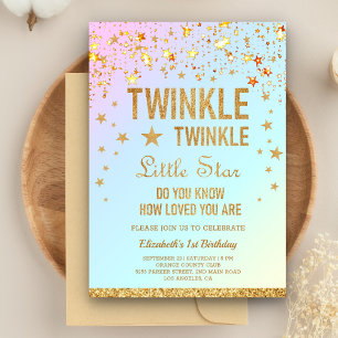 Twinkle Twinkle Little Star 1. Geburtstag Party Einladung