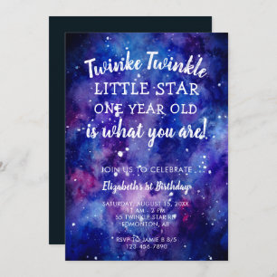 Twinkle Twinkle Little Star 1. Geburtstagsgalaxie Einladung
