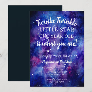 Twinkle Twinkle Little Star 1. Geburtstagsgalaxie Einladung