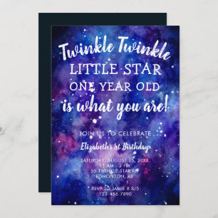 Twinkle Twinkle Little Star 1. Geburtstagsgalaxie Einladung