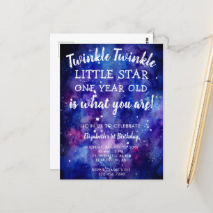 Twinkle Twinkle Little Star 1. Geburtstagsgalaxie Postkarte