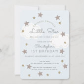Twinkle Twinkle Little Star 1. Junge Geburtstag Einladung (Vorderseite)