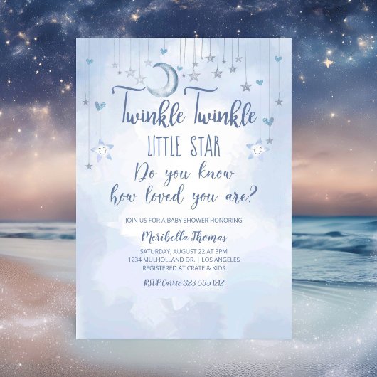 Twinkle Twinkle Little Star and Moon Baby Dusche Einladung