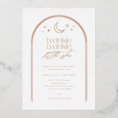 Twinkle Twinkle Little Star Arch Baby Dusche Rose Folieneinladung (Vorderseite)