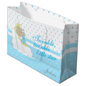 Twinkle, Twinkle Little Star - Baby Blue Große Geschenktüte (Vorderseite Schrägansicht)