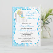 Twinkle, Twinkle Little Star - Baby Boy Einladung (Stehend Vorderseite)