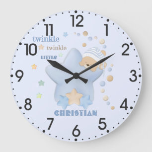 Twinkle Twinkle Little Star Baby Boy Teddy Bear Große Wanduhr
