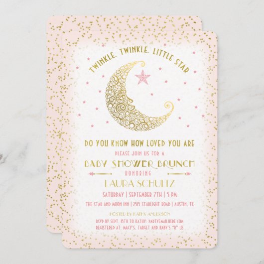 Twinkle Twinkle Little Star Baby Dusche Brunch Einladung (Vorne/Hinten)