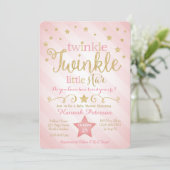 Twinkle Twinkle Little Star Baby Dusche Einladung (Stehend Vorderseite)