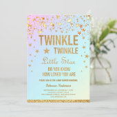 Twinkle Twinkle Little Star Baby Dusche Einladung (Stehend Vorderseite)