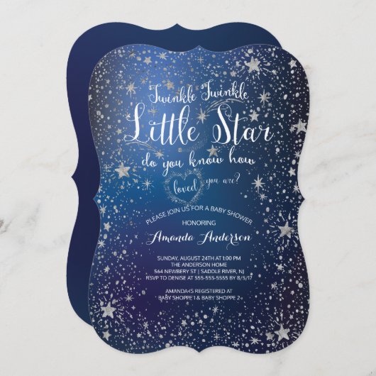 Twinkle Twinkle Little Star Baby Dusche Einladung (Vorne/Hinten)