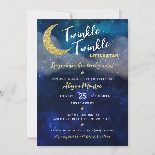 Twinkle Twinkle Little Star Baby Dusche Einladung (Vorderseite)