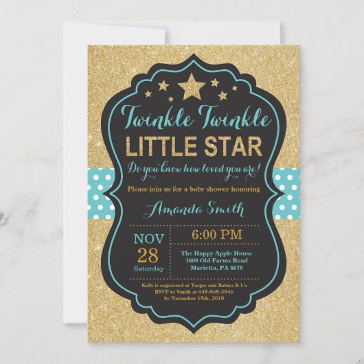 Twinkle Twinkle Little Star Baby Dusche Einladung (Vorderseite)