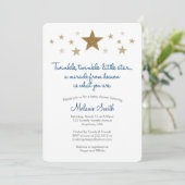 Twinkle Twinkle Little Star Baby Dusche Einladung (Stehend Vorderseite)