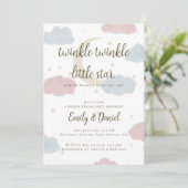 Twinkle Twinkle Little Star Baby Dusche Einladung (Stehend Vorderseite)