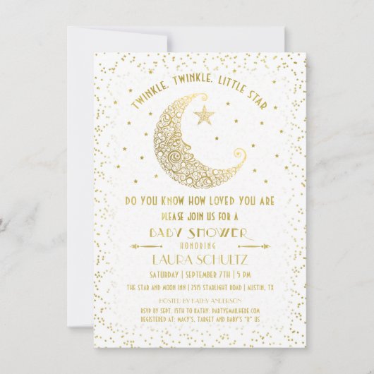 Twinkle Twinkle Little Star Baby Dusche Einladung (Vorderseite)