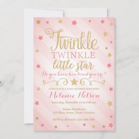Twinkle Twinkle Little Star Baby Dusche Einladung (Vorderseite)