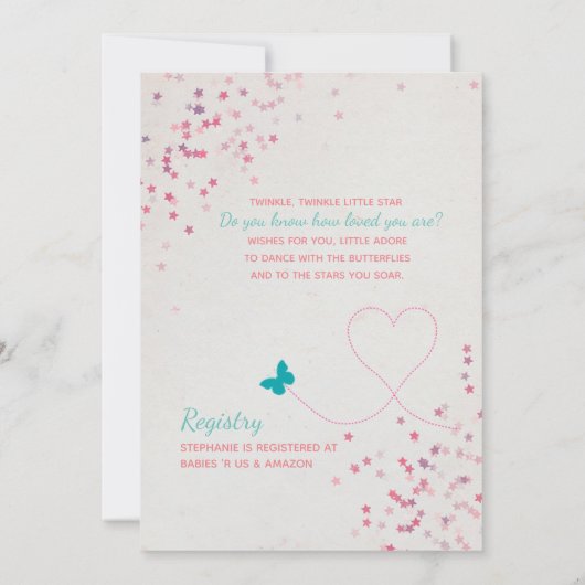 Twinkle Twinkle Little Star Baby Dusche Einladung (Rückseite)