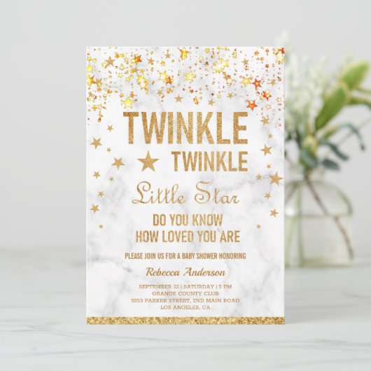 Twinkle Twinkle Little Star Baby Dusche Einladung (Stehend Vorderseite)