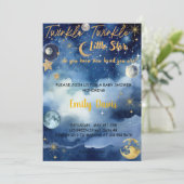 Twinkle Twinkle Little Star Baby Dusche Einladung (Stehend Vorderseite)