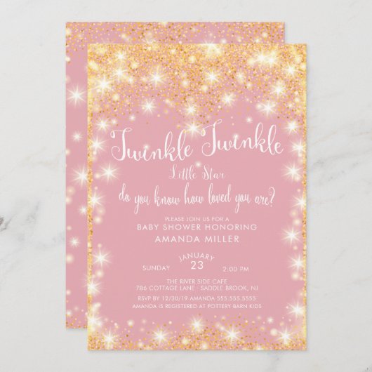 Twinkle Twinkle Little Star Baby Dusche Einladung (Vorne/Hinten)