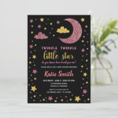 Twinkle Twinkle Little Star Baby Dusche Einladung (Stehend Vorderseite)
